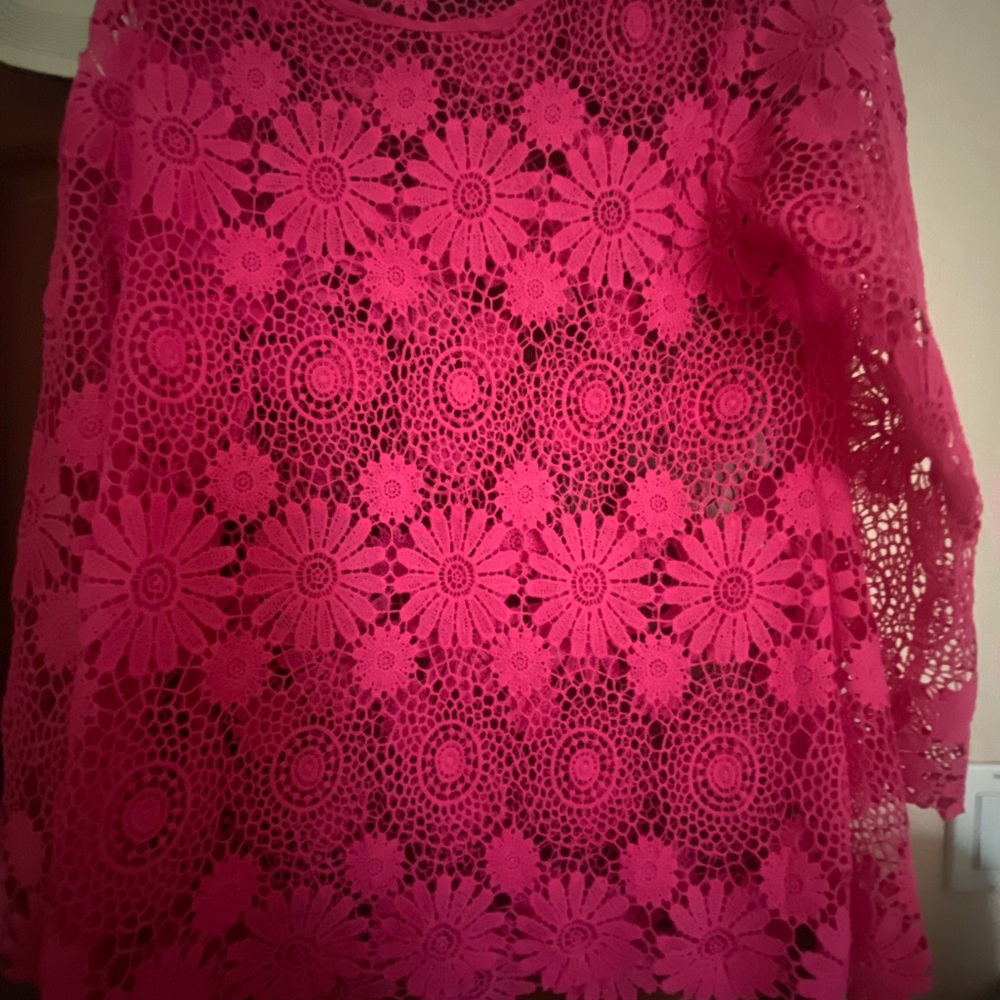 SHEIN Pink Lace Crochet Top